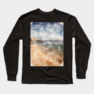 San Carlos Beach Monterey Bay 2021 Digital Watercolor Long Sleeve T-Shirt